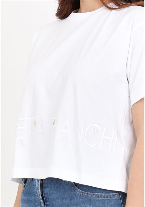 Oversize white women's t-shirt with logo ELISABETTA FRANCHI | MA00141E2270